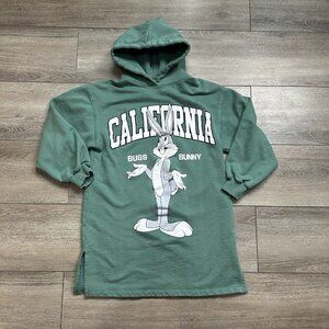 ZARA Looney Tunes Casual Hoodie Long Size 13-14 Girls Kids Green Logo